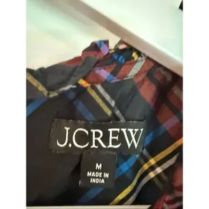 J.crew plaid ruffle neck puff sleeve top M Red Size M thumbnail 3