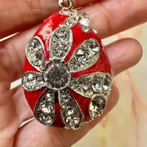 Betsy Johnson red rhinestone egg keychain thumbnail 2