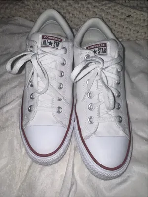 Women's Converse All Star Sneakers White Red Size 10 thumbnail 2