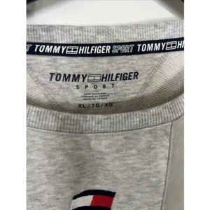 Tommy Hilfiger Womens XL Sporty Crop Top Sweatshirt Heather Gray Blocked Design thumbnail 3