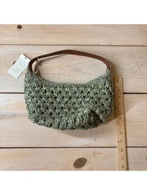A New Day NWT Women's Woven Crochet Green Metallic Shoulder Bag thumbnail 7
