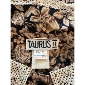 VTG Taurus II Long Sleeve Lace Trim Smocked Waist Midi Dress Floral Black 12 thumbnail 3