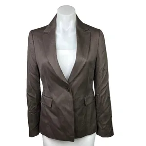 Marie Claire Paris Womens Brown One Button Notch Lapel Collar Blazer Jacket Sz S thumbnail 2