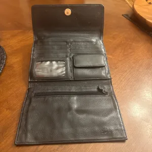 Brighton wallet Vintage Black Leather Brown faux reptile Clutch check thumbnail 10