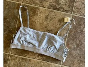 Aerie Real Good Strappy Side Lace Up Bralette Grey Size Medium thumbnail 3