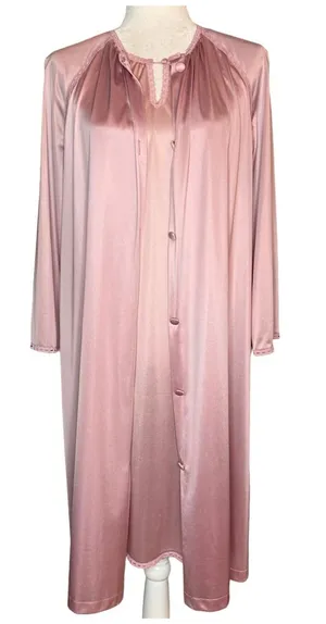 Vanity Fair Small 2 Pc Set Gown Duster Robe Vintage Made In USA Tricot Nylon‎ thumbnail 1