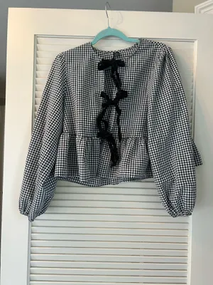 Shein Gingham Tie Top Front thumbnail 3