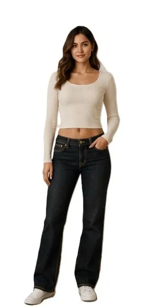 Hollister Jeans Womens Size 5 Straight Leg Low Rise Dark Wash Stretch Denim Y2K thumbnail 1