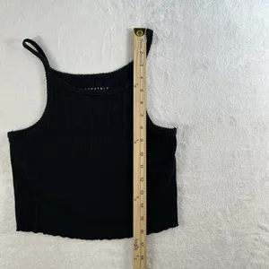 Aeropostale L Ribbed High Neck Cropped Cami Top Lettuce Hem Grunge‎ Whimsy Goth thumbnail 10
