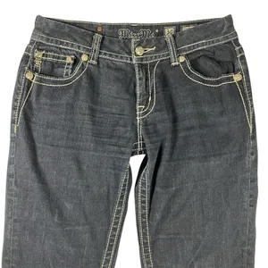 Miss Me Skinny Jeans Dark Wash Embellished Flap Pockets Thick Stitching Size 30 thumbnail 3