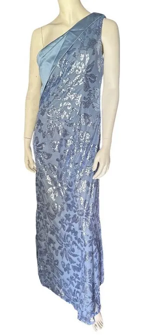 HY One Shoulder Sequin Formal Gown Blue Size 12 NWOT thumbnail 1