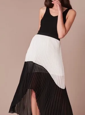 Maje Paris Ruddy Ribbed Plissee Colorblock Midi Dress Size 1 Small thumbnail 1