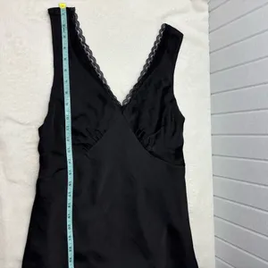 American Eagle Outfitters Black satin Lace Chemise dress‎ Size L thumbnail 10