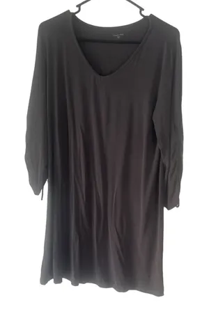 Garnet‎ Hill Women's Size Large Grey Soft Tencel Rouched Sleeves Tunic Top thumbnail 1