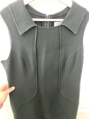Carolina Herrera Black Collared Knit Dress Size 12 Mod 60's thumbnail 3