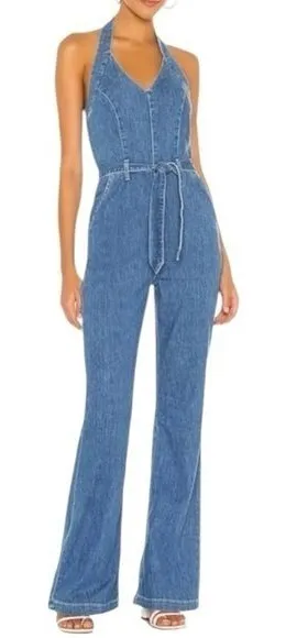 Paige Vivianna‎ Halter Jumpsuit Jean in Dreamy NWT Size 23 NWT thumbnail 1