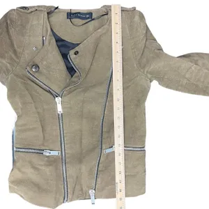 Zara Woman Faux Suede Brown Full Zip Moto Jacket Size XS Flawed thumbnail 11