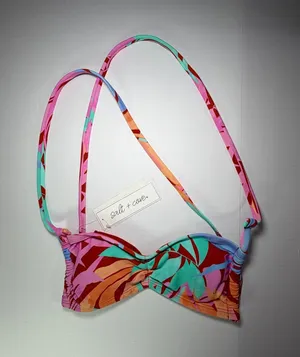 Salt + Cove Pink, Teal & Coral Strap Bikini Top thumbnail 1