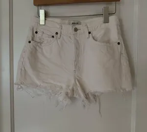 AGOLDE white denim cutoff shorts thumbnail 1