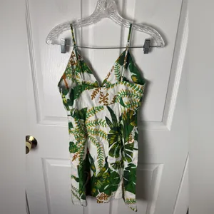 Farm Rio Tropical Forest Linen Mini Dress Green XS thumbnail 5