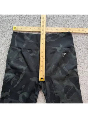 Gymshark Camo Seamless Leggings Black High Waisted Workout Womens L Bodybuilding thumbnail 3