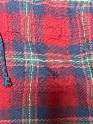 American Eagle Outfitters Distressed Hooded Plaid Flannel Shirt Women Size Small thumbnail 4