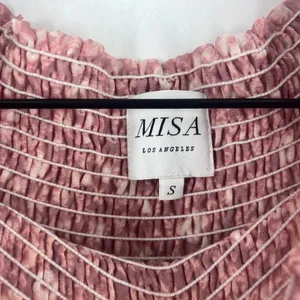 Misa Los Angeles Tiered A Line Mini Dress Womens Small Dusty Rose Floral Smocked thumbnail 10
