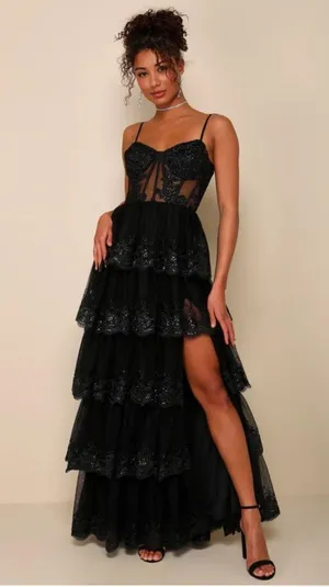 Lulu's Black Lace High-Low Dress thumbnail 1