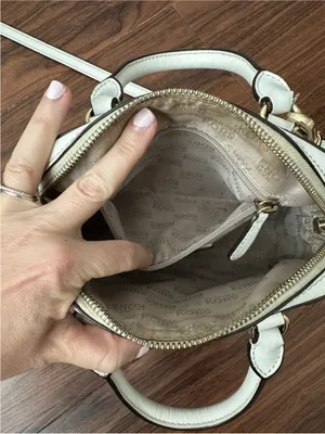 Michael Kors White And Gold Studded Mini Crossbody Purse Bag thumbnail 5