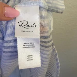Rails Nala Top Womens M Linen Blend Blue Stripe Coastal Lightweight Relaxed thumbnail 7