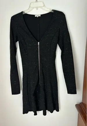 Aritzia Wilfred Zip Front Fit Flare Dress Black Long Sleeve Size S thumbnail 1