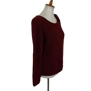 Sézane Sweater Small Maroon Mohair Alpaca Blend Bow Shoulder thumbnail 5