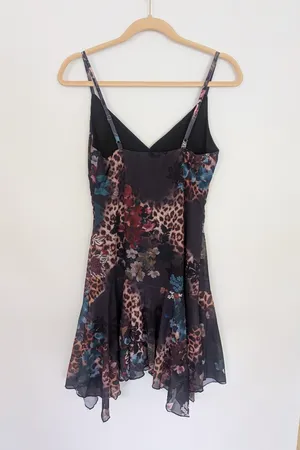 Floral & Animal Print Mesh Slip Dress Hem Ruffle Size S/M NWOT thumbnail 7