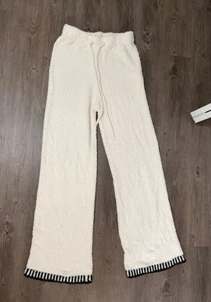 Mia white & cream wide leg sweatpants thumbnail 1