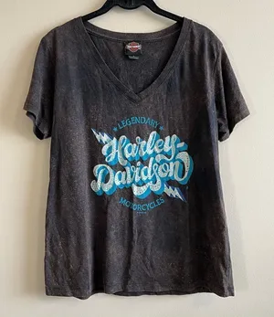 ✨ Harley Davidson Women’s‎ Black Brown South Dakota Top Large thumbnail 1