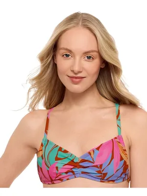 NWT Salt + Cove Juniors Sweetheart Bralette Bikini Swim Top 807140 Brown Multi S thumbnail 1