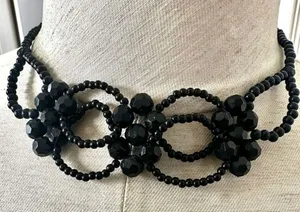 Cookie Lee black seed and beaded choker necklace thumbnail 1