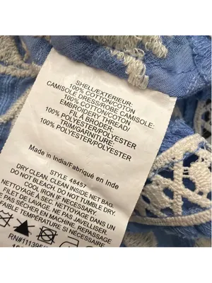 Tory Burch Light Blue Embroidered Crochet Bell Sleeve Tunic Coverup Dress Sz 6 thumbnail 10