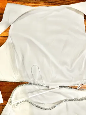 ZARA NWT viral TIK TOK White Jeweled Rhinestone Embellished Cutout Top XL thumbnail 15