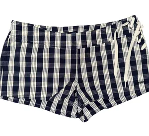 Patagonia Women’s Size 4 Navy Blue White Plaid Side Tie Athletic Water Shorts thumbnail 1