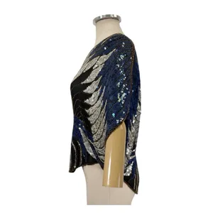 Vintage Scala Silk Sequin Butterfly Blouse Size Medium thumbnail 3