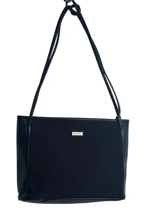 Vintage Esprit Navy Blue Ribbed Fabric Shoulder Bag Y2K 90s Minimalist thumbnail 1