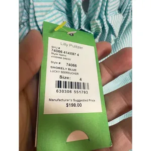 NWT Lilly Pulitzer Vivienne Shorely Blue Seersucker One-Shoulder Dress Sz 4 thumbnail 3
