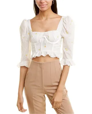 For Love & Lemons Abby Blouse in Ivory corset top Size M thumbnail 1