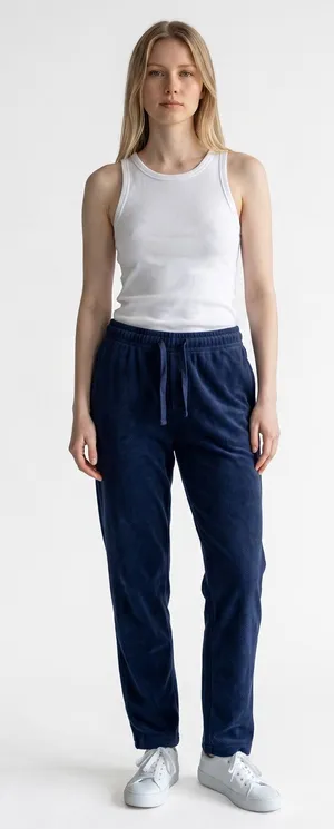 Nordstrom Rack Navy Fleece Pants Elastic Waist Drawstring Lounge Comfort M NWOT thumbnail 1