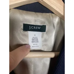J Crew Pinstripe Wool‎ Blazer Navy Blue Womens Jacket Two Button Size 6 Office thumbnail 5