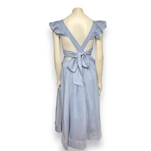 Mable Powder Blue Ruffle Flutter Sleeve Square Neck Tie Back Cut-Out Maxi Dress thumbnail 7