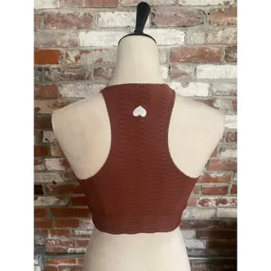 Booty by Brabants Peak V Top Rust Brown Textured Croco Halter Sports Bra thumbnail 3
