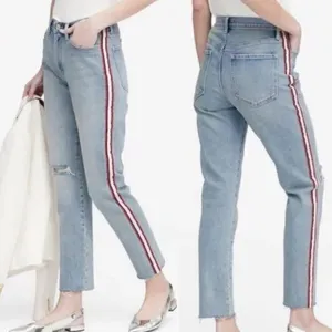 Banana Republic Womens 25 Jeans Blue High-Rise Straight Leg Side Stripe Denim‎ thumbnail 6