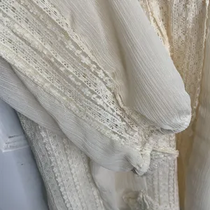 Free People Leigh Ivory Chiffon Lace Bohemian Dress Long Sleeve W-599 Sz S thumbnail 7